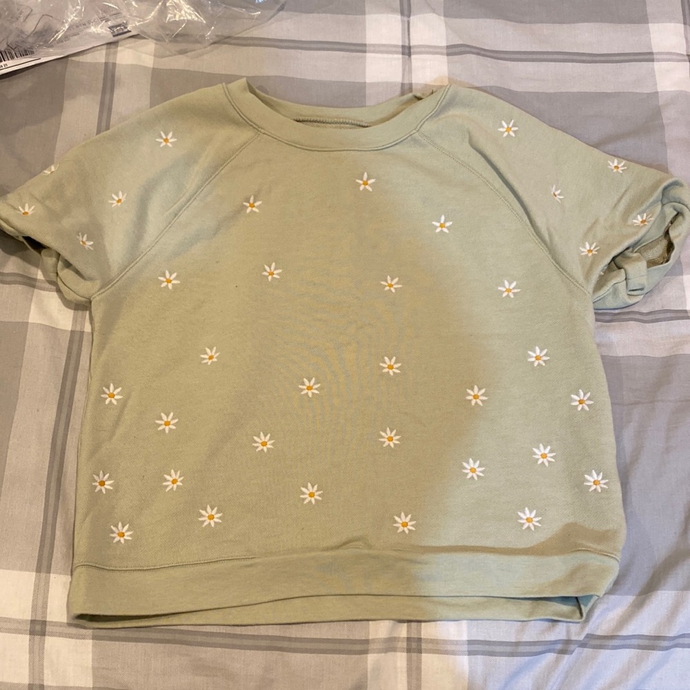 Madewell Short Sleeve Daisy Print Sweater